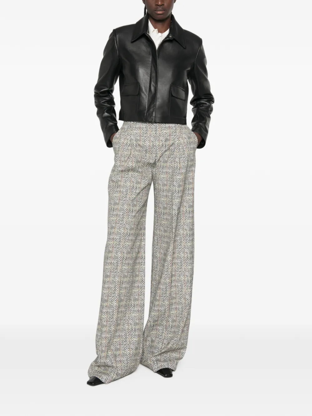 Ermanno Scervino Palazzo broek met visgraat-patroon Grijs
