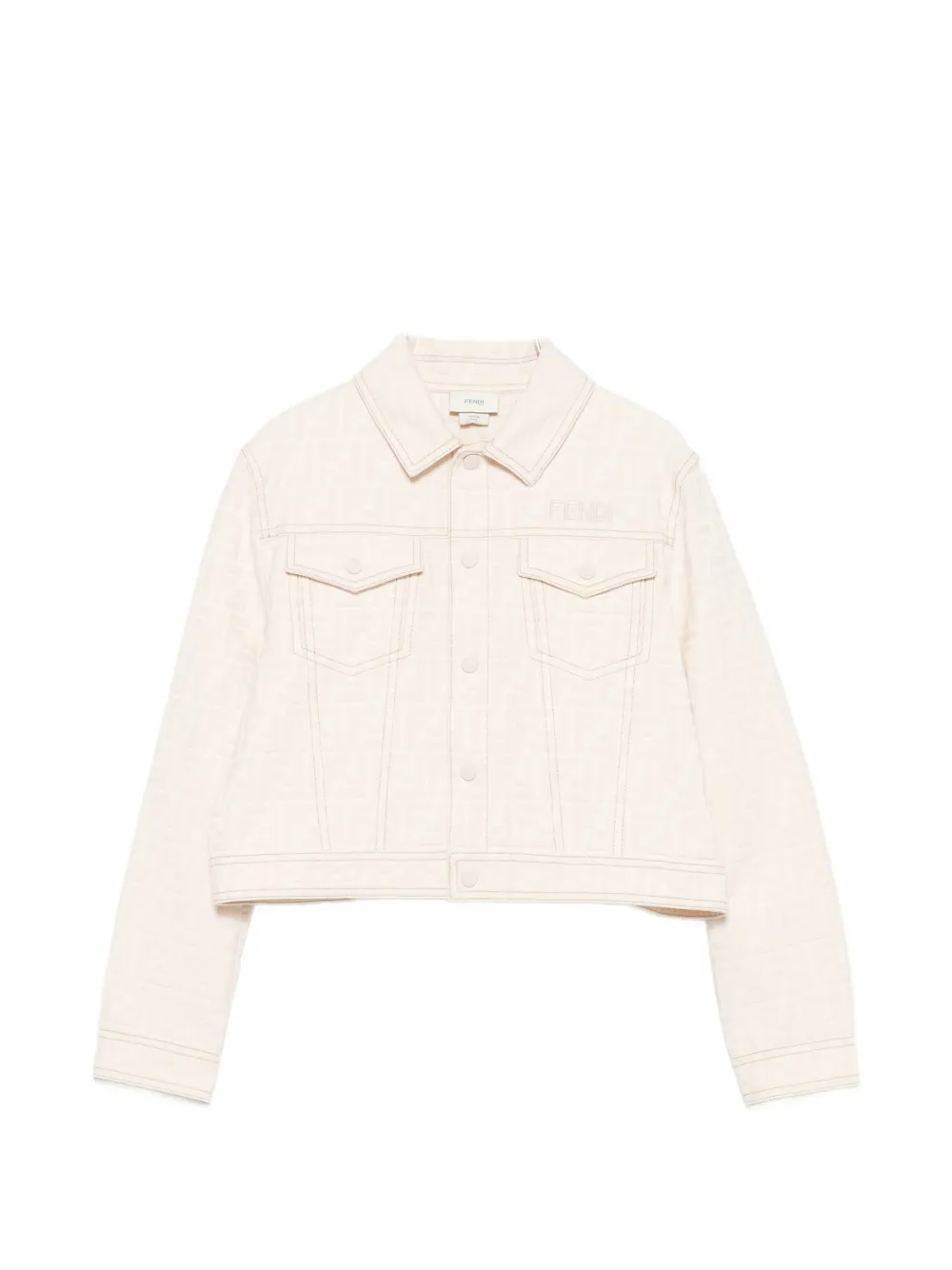 Fendi Kids FF logo denim jacket - Toni neutri