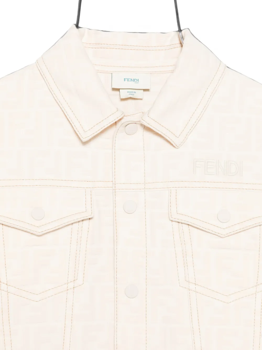 Fendi Kids Spijkerjack met FF-logo Beige
