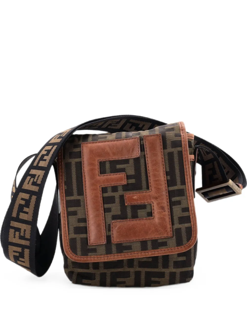 Fendi Pre-Owned Vintage FF Flap Messenger Bag Zucca Canvas Mini crossbody bag - Braun