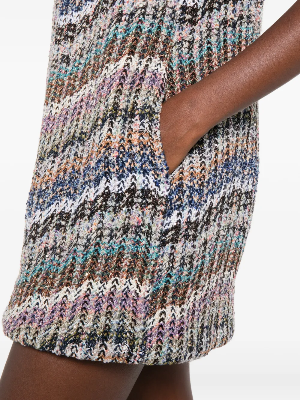 Missoni Chevron gebreide mini-jurk met pailletten Blauw