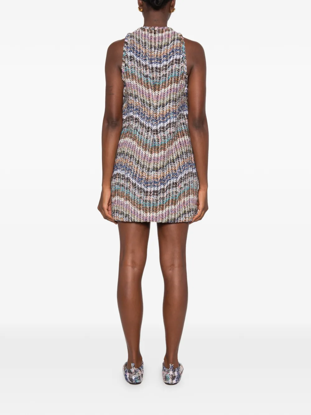 Missoni Chevron gebreide mini-jurk met pailletten Blauw