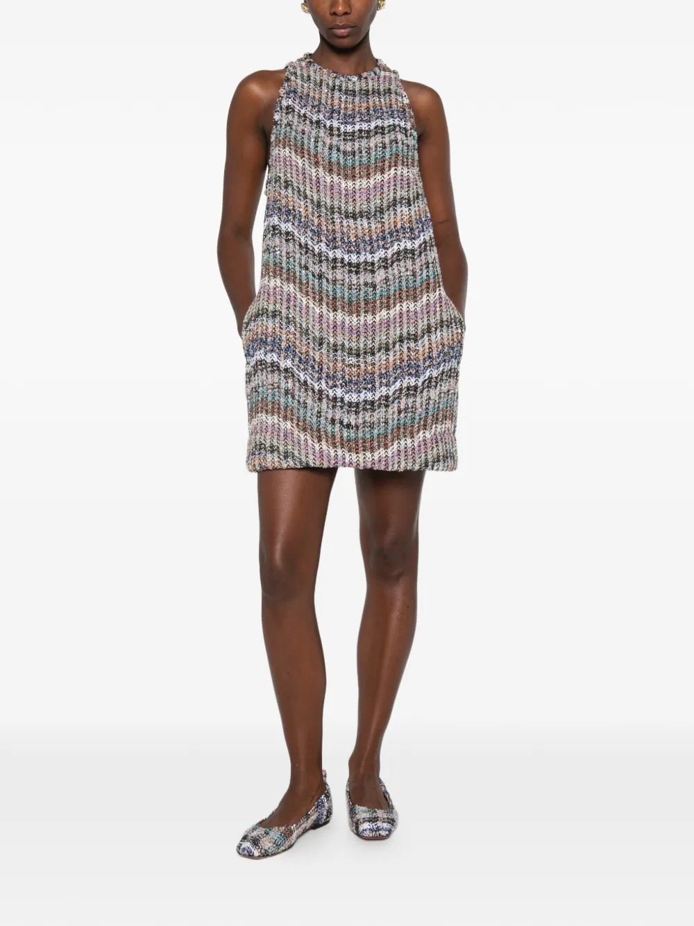 Missoni Chevron gebreide mini-jurk met pailletten Blauw