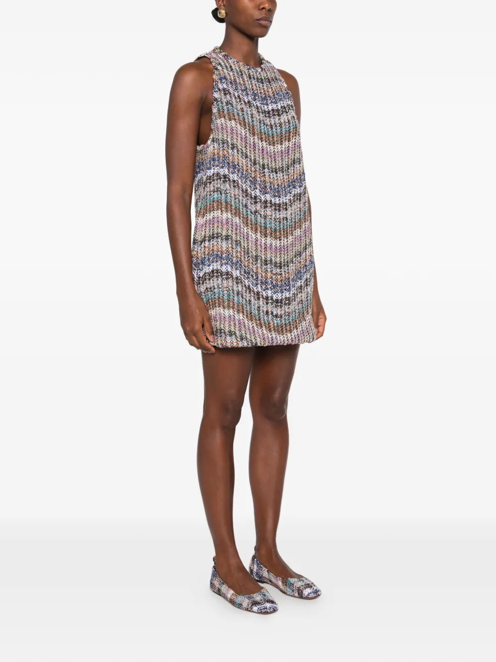 Missoni Chevron gebreide mini-jurk met pailletten Blauw