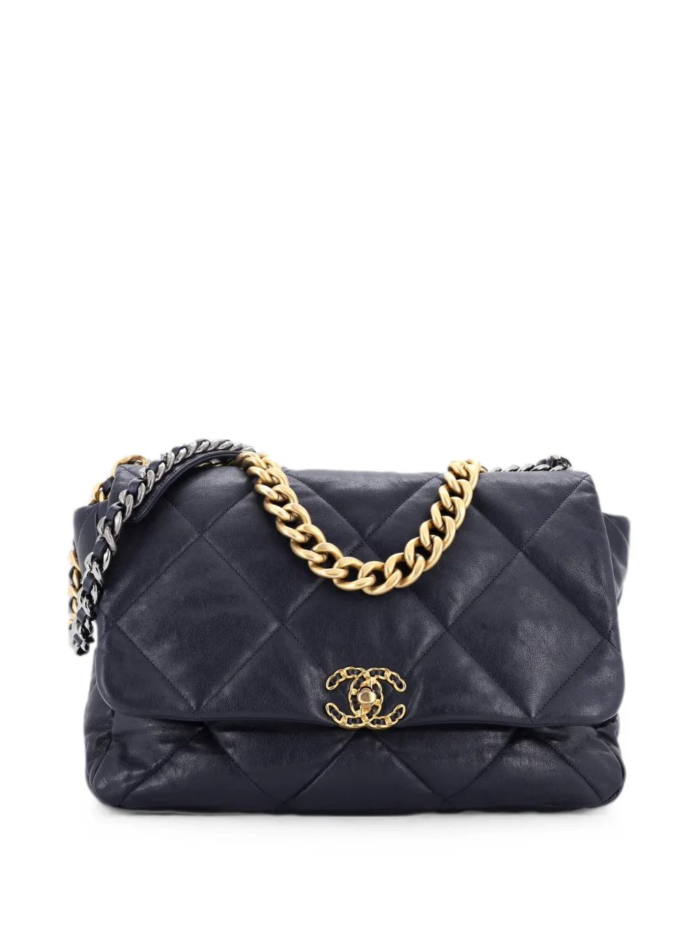 CHANEL Pre-Owned 19 Flap Bag Quilted Leather Maxi crossbody bag - Blu