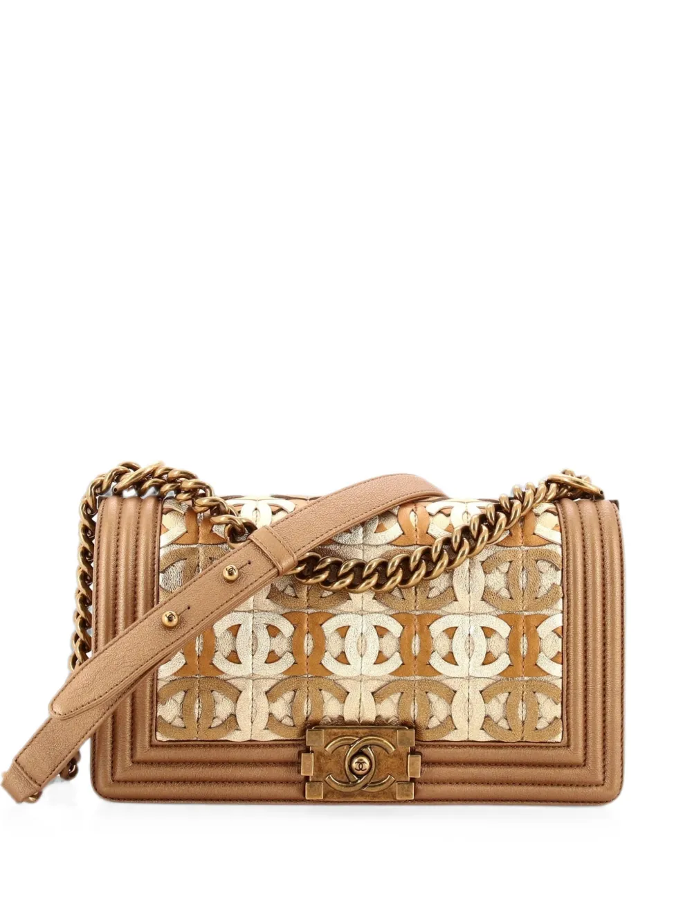 CHANEL Pre-Owned Boy Flap Bag Woven Leather Old Medium shoulder bag - Oro