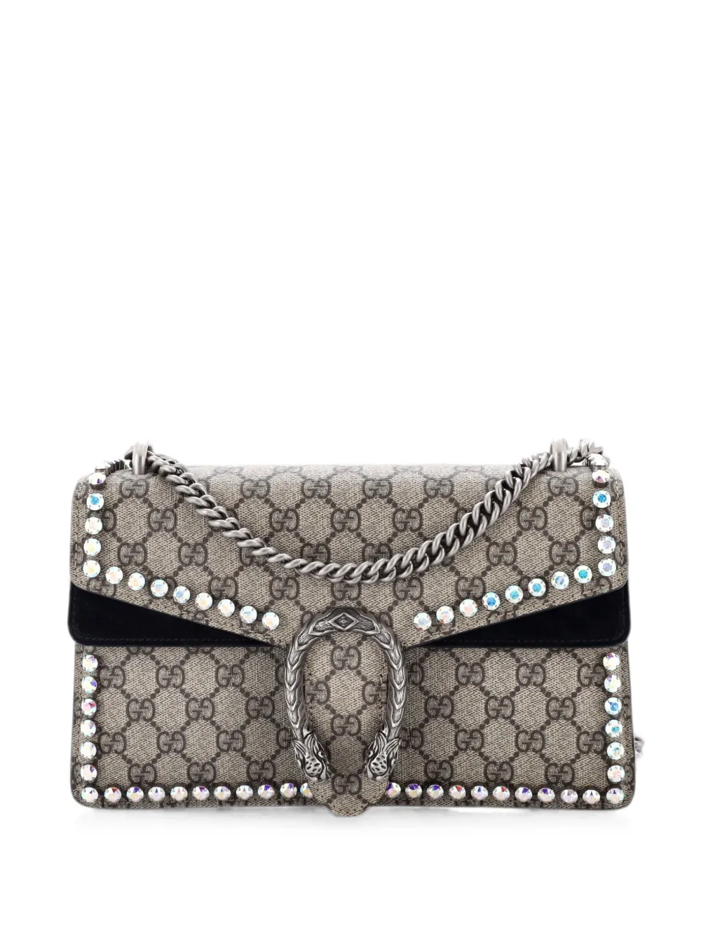 Gucci Pre-Owned Dionysus Bag Crystal Embellished GG Coated Canvas Small shoulder bag - Braun