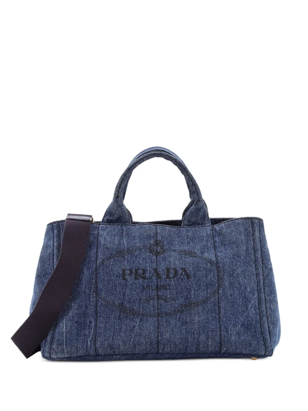 Prada Pre-Owned cabas Canapa Convertible en jean format moyen - Bleu