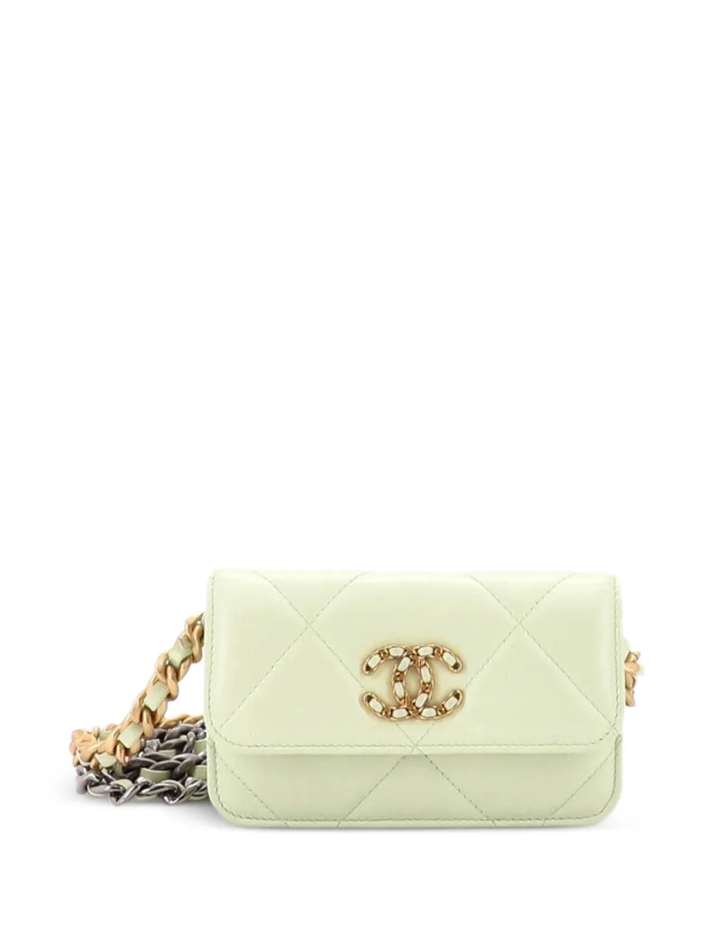 CHANEL Pre-Owned 19 Clutch With Chain Quilted Lambskin shoulder bag - Verde