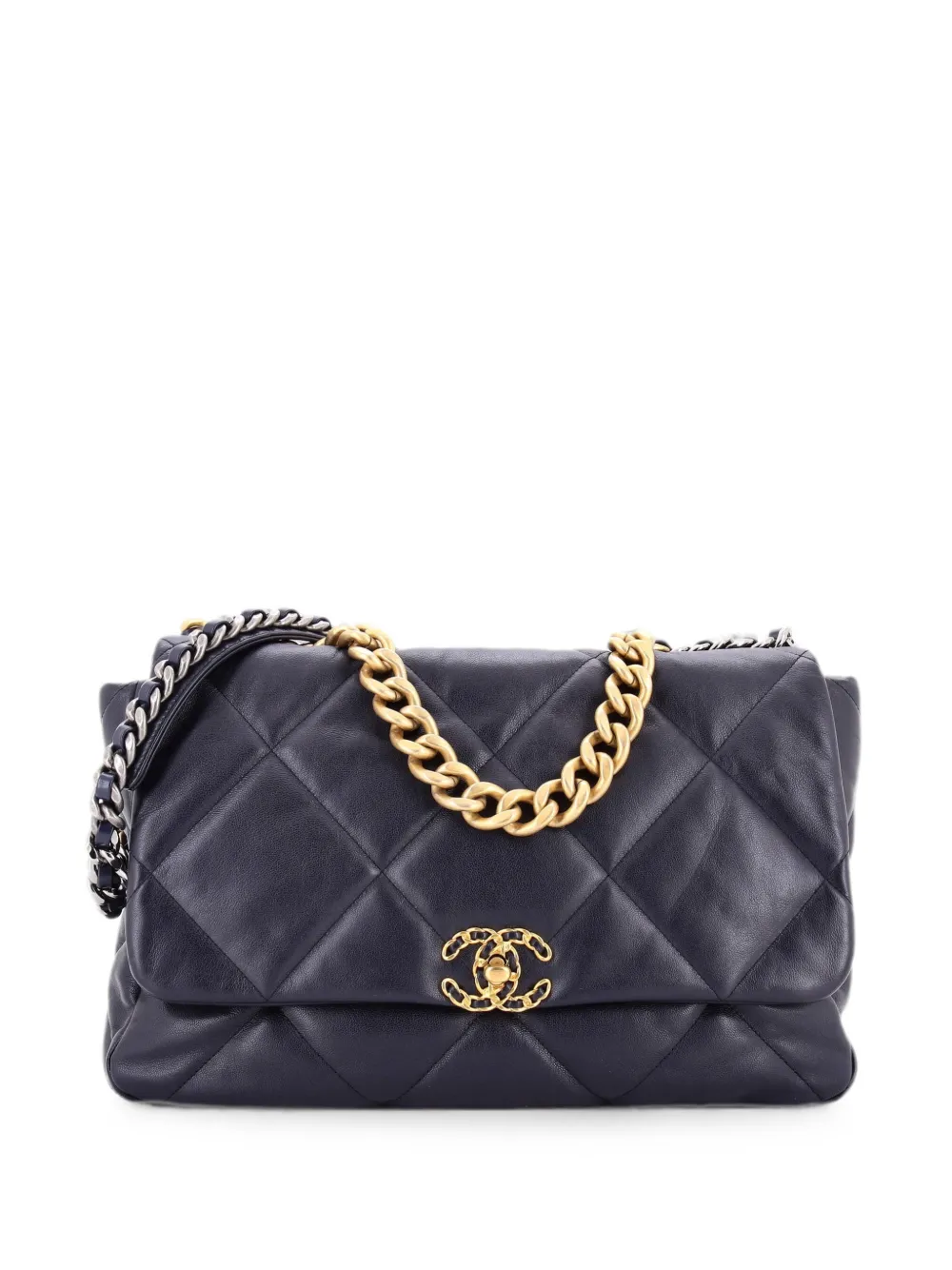 CHANEL Pre-Owned 19 Flap Bag Quilted Leather Maxi crossbody bag - Blu