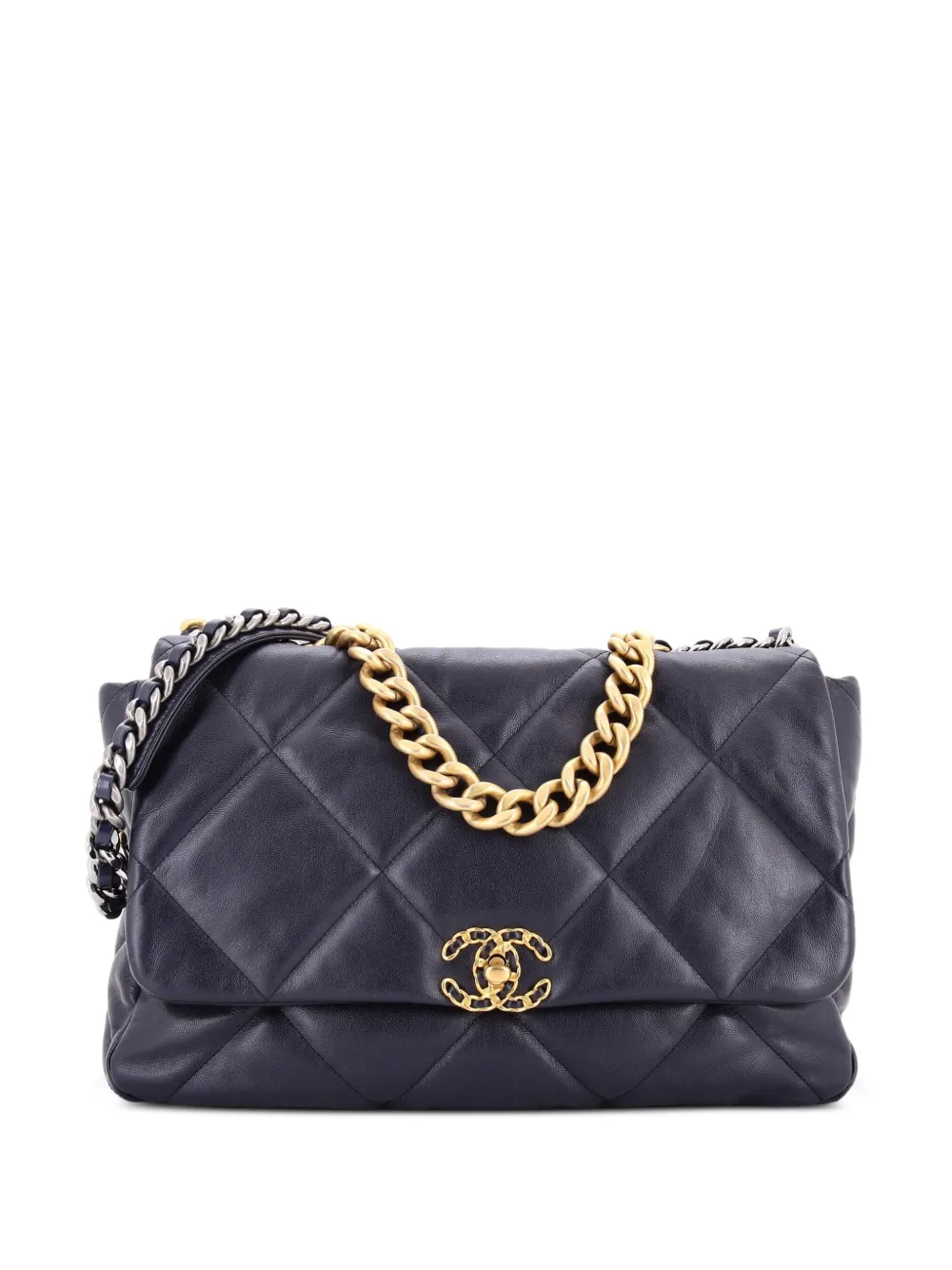 CHANEL Pre-Owned 19 Flap Bag Quilted Leather Maxi crossbody bag - Blue