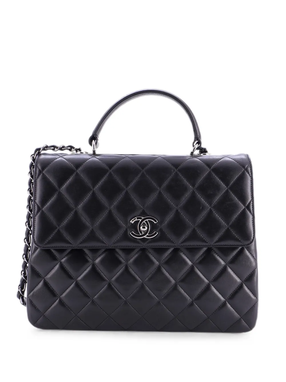 CHANEL Pre-Owned Trendy CC Top Handle Bag Quilted Lambskin Large satchel - Nero