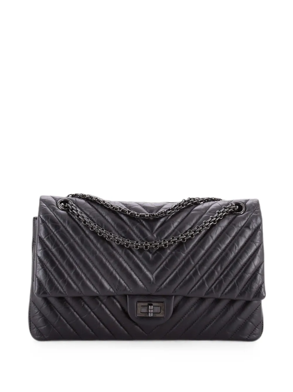 CHANEL Pre-Owned So Black Reissue 2.55 Flap Bag Chevron Aged Calfskin 226 crossbody bag - Nero