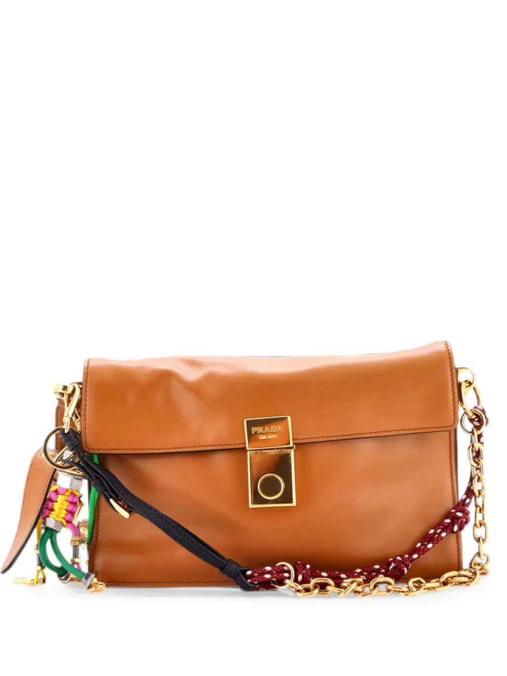 Prada Pre-Owned Charms Soft Sound Bag Leather Small crossbody bag - Braun
