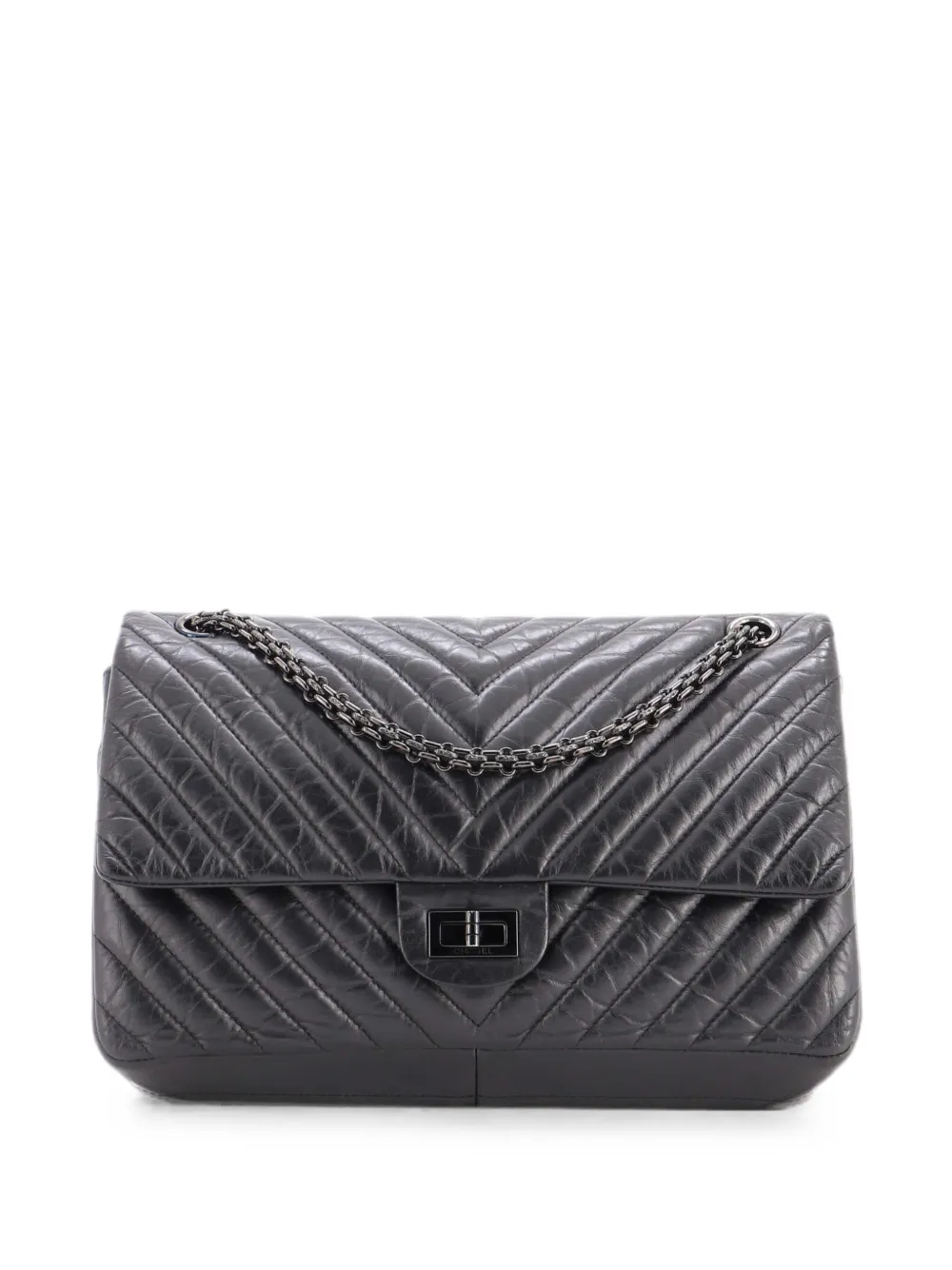 CHANEL Pre-Owned So Black Reissue 2.55 Flap Bag Chevron Aged Calfskin 226 crossbody bag - Nero
