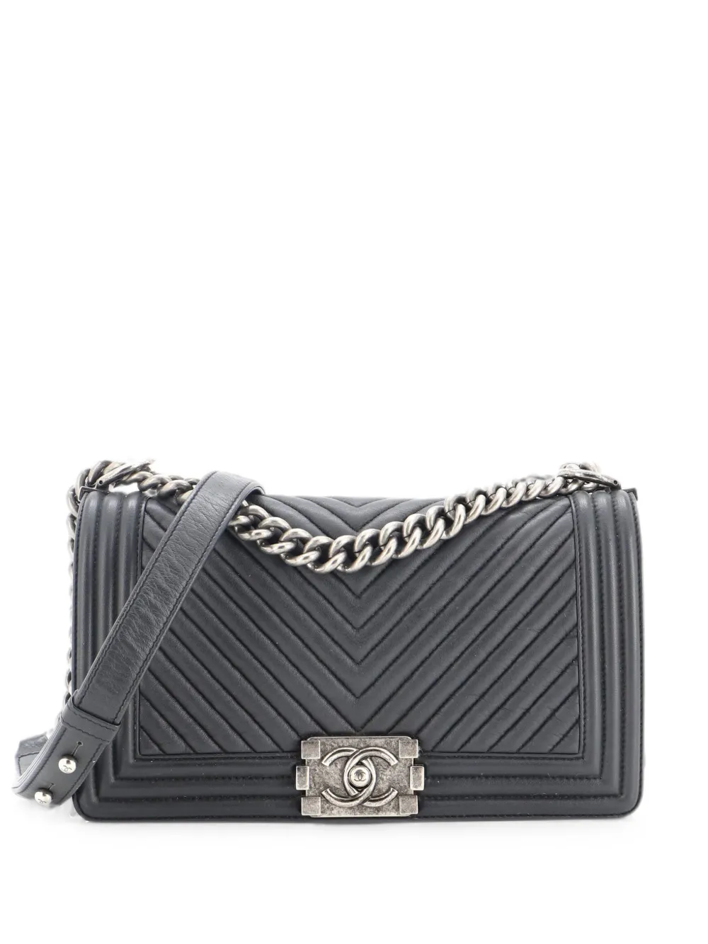 CHANEL Pre-Owned Boy Flap Bag Chevron Wrinkled Lambskin Old Medium shoulder bag - Blu