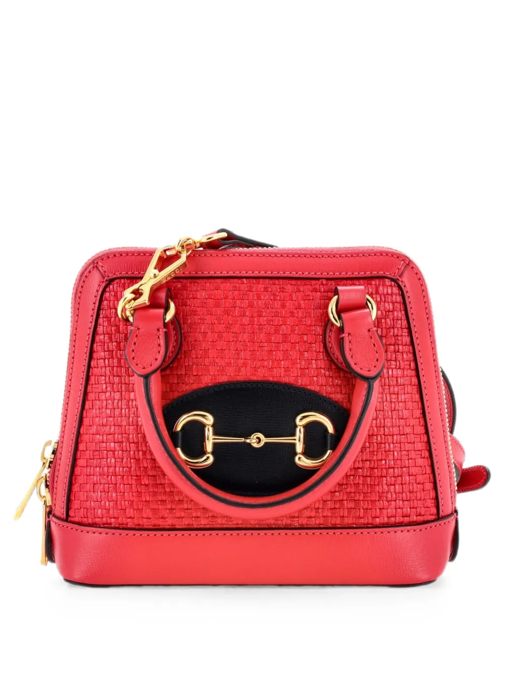 Gucci Pre-Owned Horsebit 1955 Top Handle Bag Raffia Mini shoulder bag - Rot