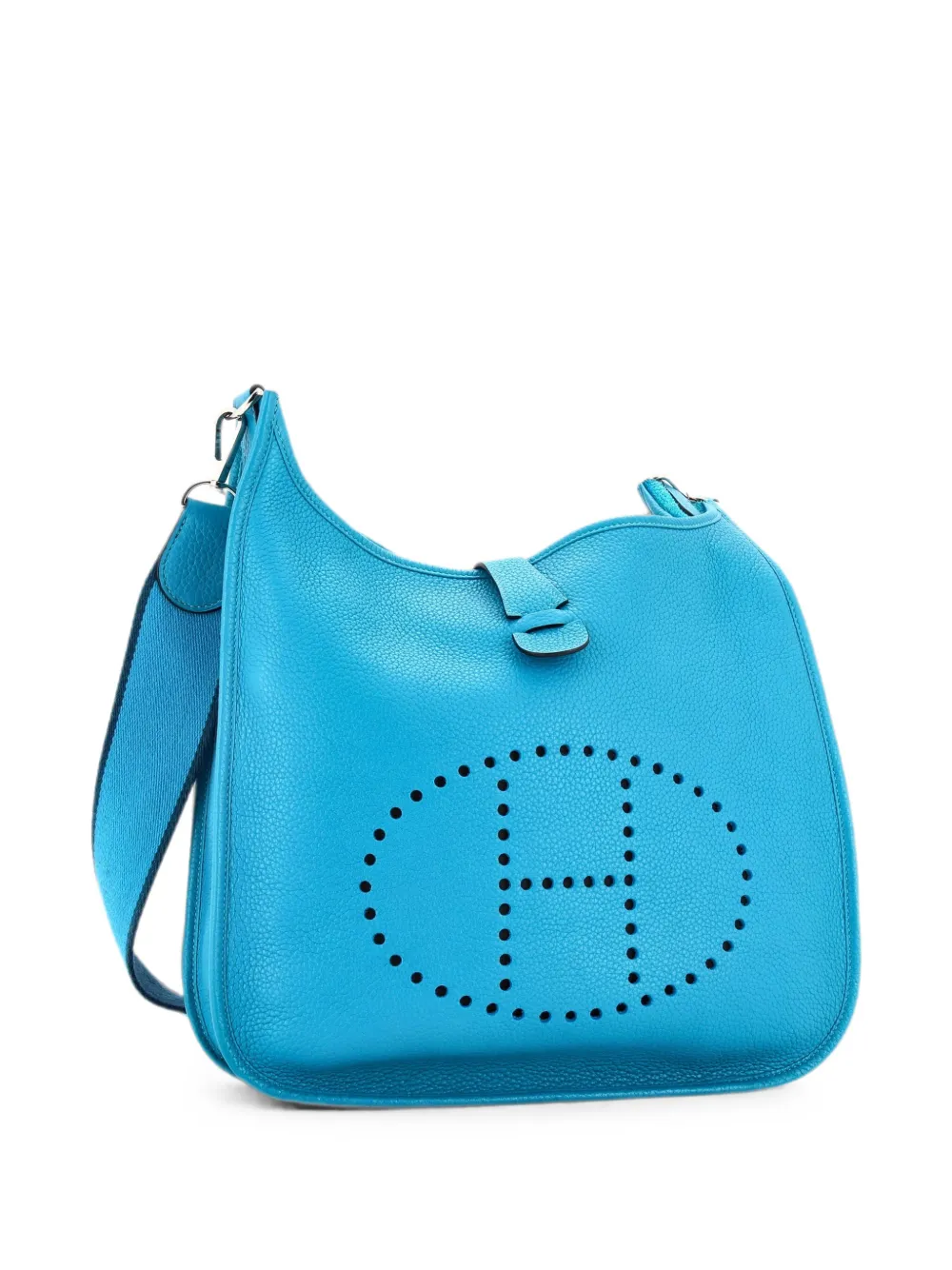 Hermès Pre-owned Evelyne Bag Gen III Clemence GM Crossbody Bag in Blue, view 3