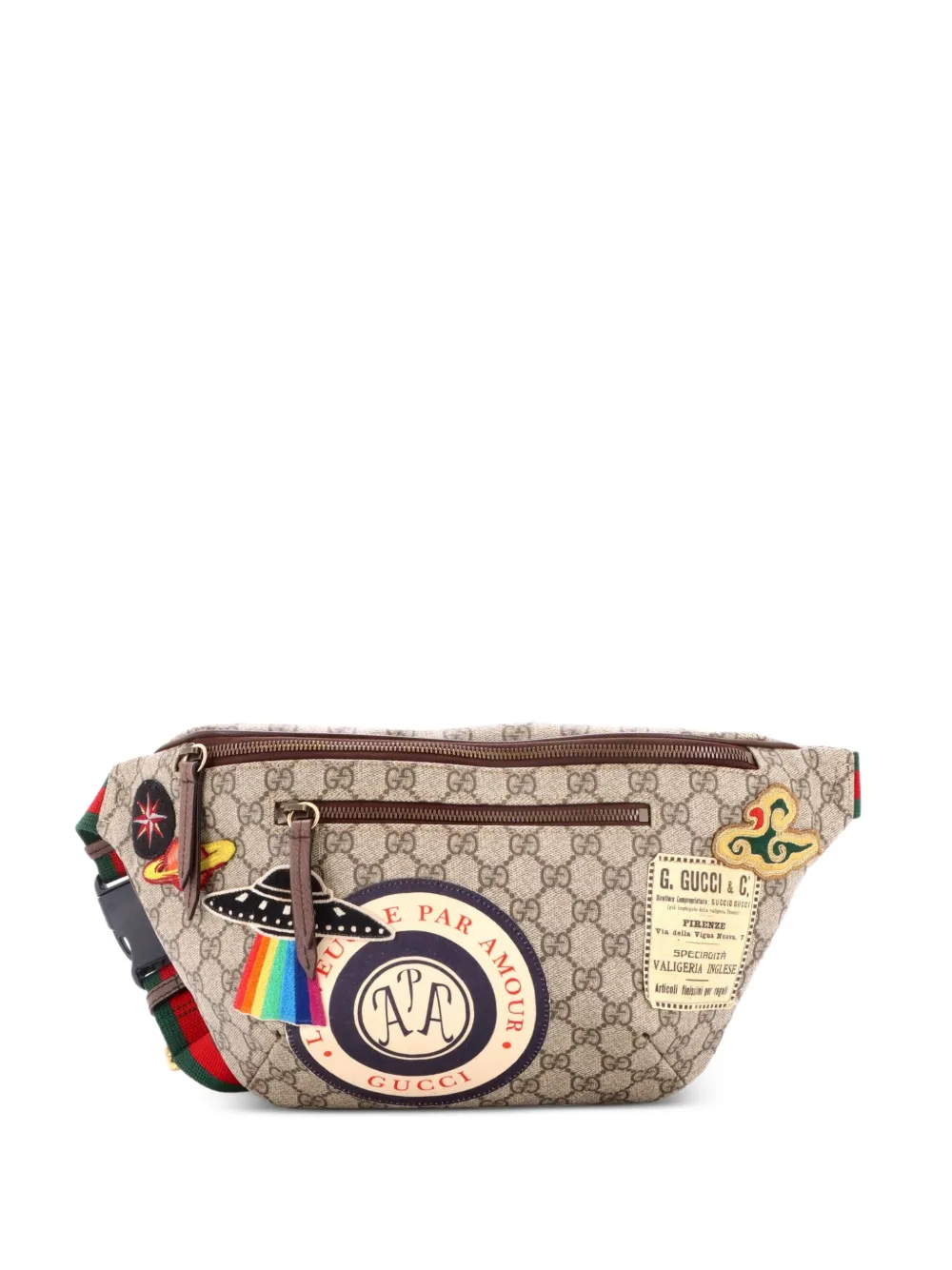 Gucci Pre-Owned Courrier Zip GG Coated Canvas with Applique belt bag - Marrone