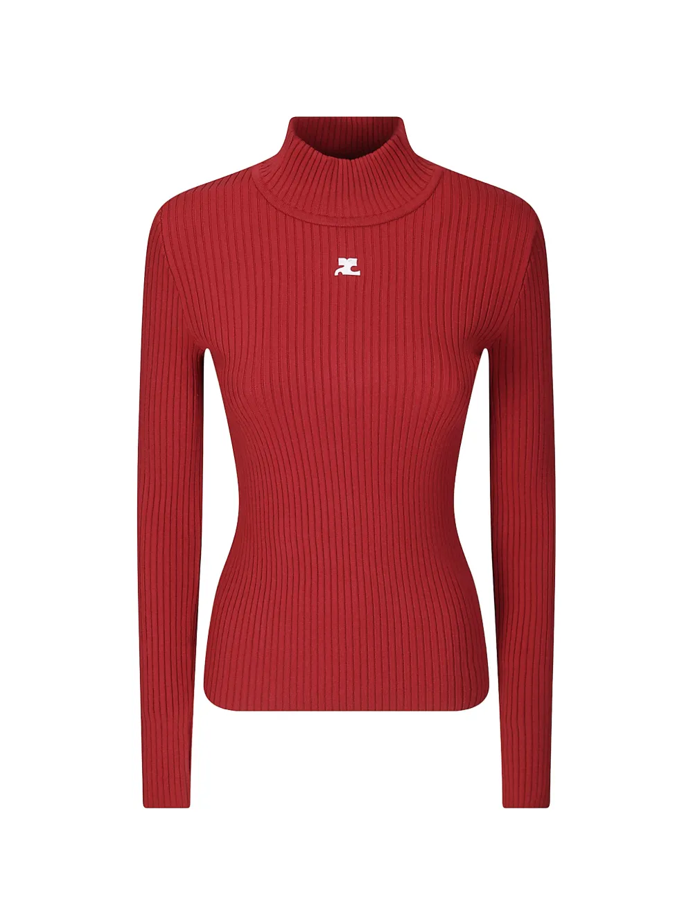 Courrèges Reedition ribbed-knit mockneck sweater - Rosso