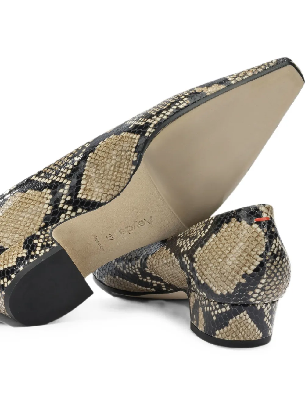 Aeyde Rory leren pumps met slangen-effect Beige
