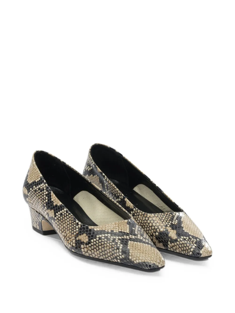 Aeyde Rory leren pumps met slangen-effect Beige