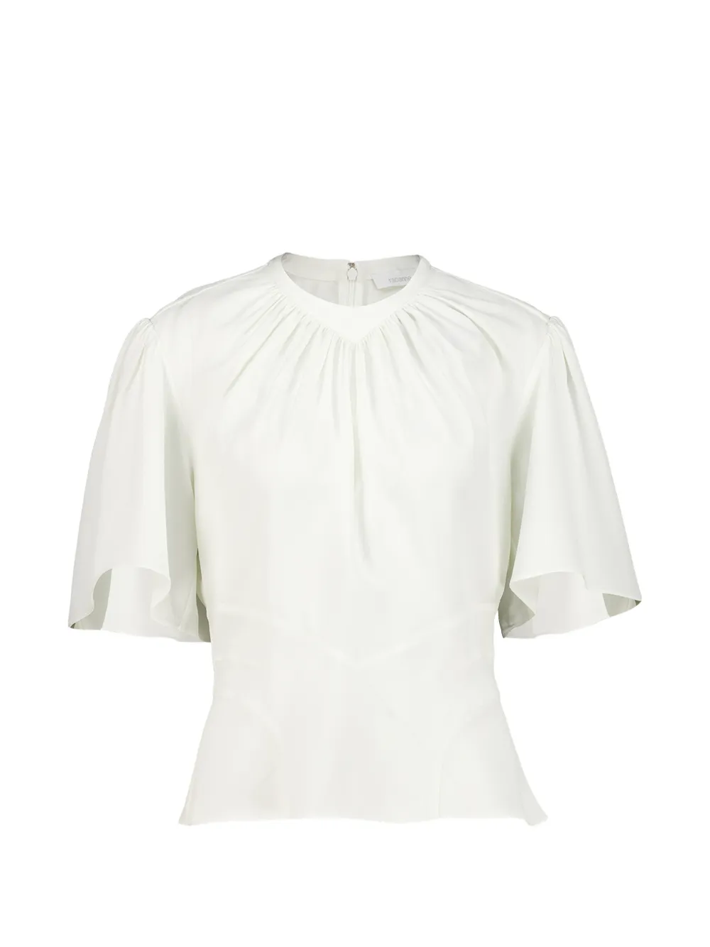 Rabanne Gathered Flared-sleeve Top In White