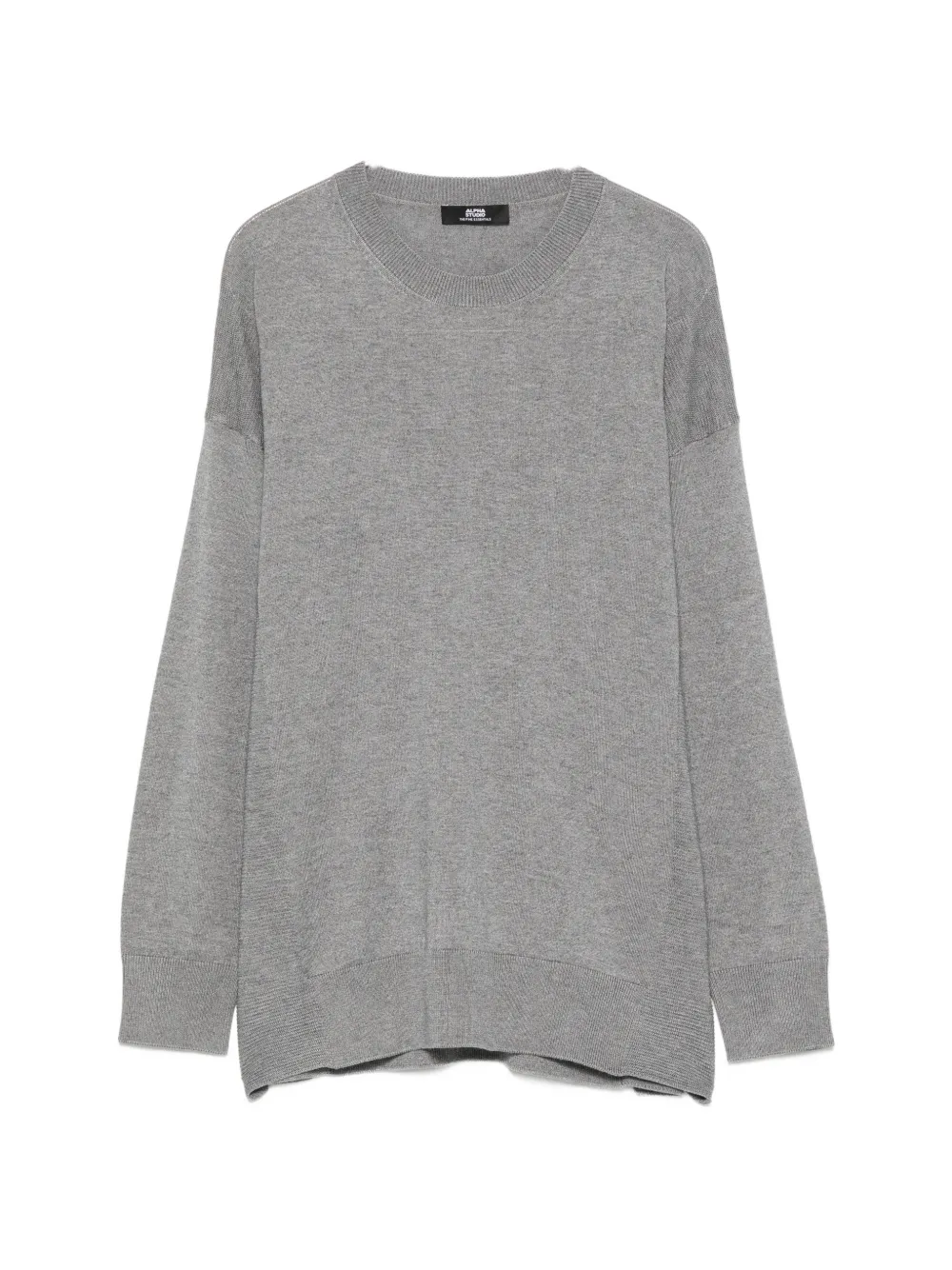 ALPHA STUDIO side-slit crew neck sweater - Grau