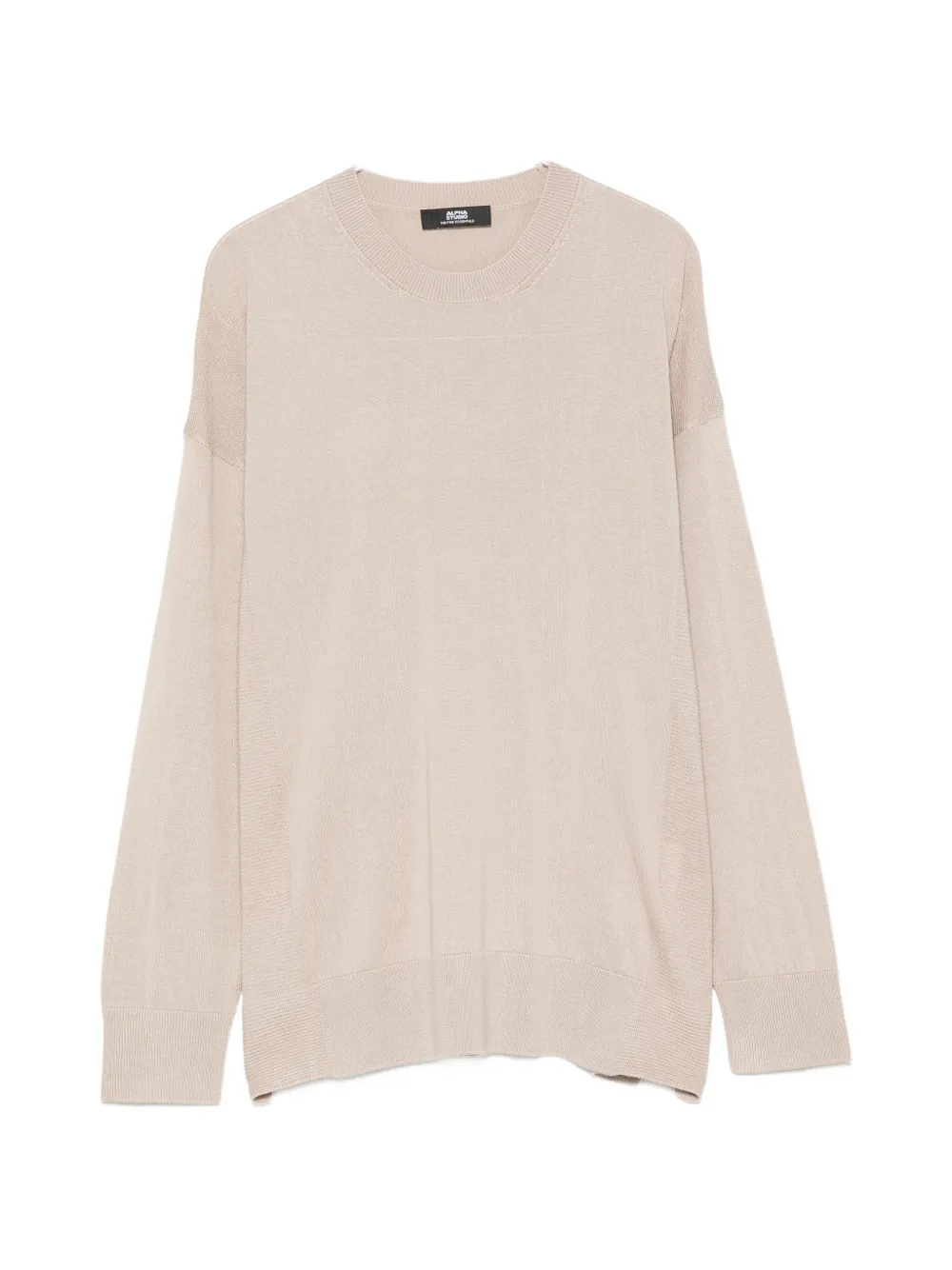 ALPHA STUDIO side-slit crew neck sweater - Nude