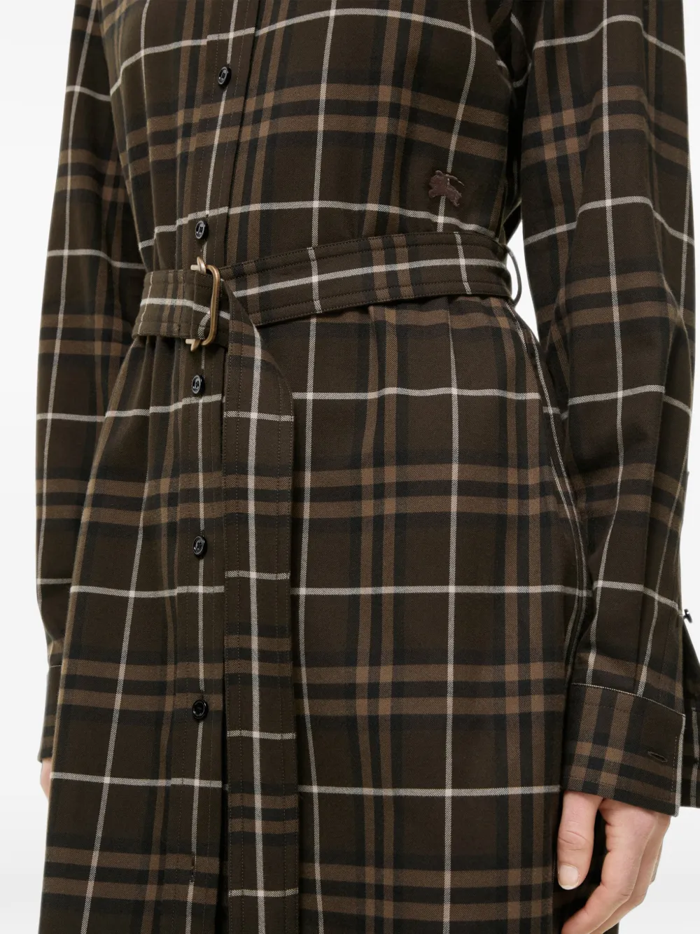 Burberry Geruite katoenen Shirtjurk Bruin