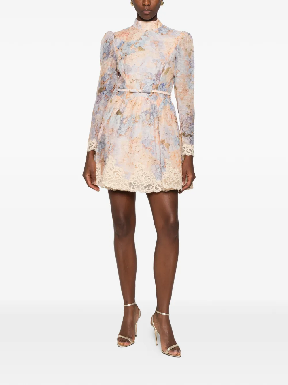 ZIMMERMANN Valiant mini-jurk met vlakken Beige