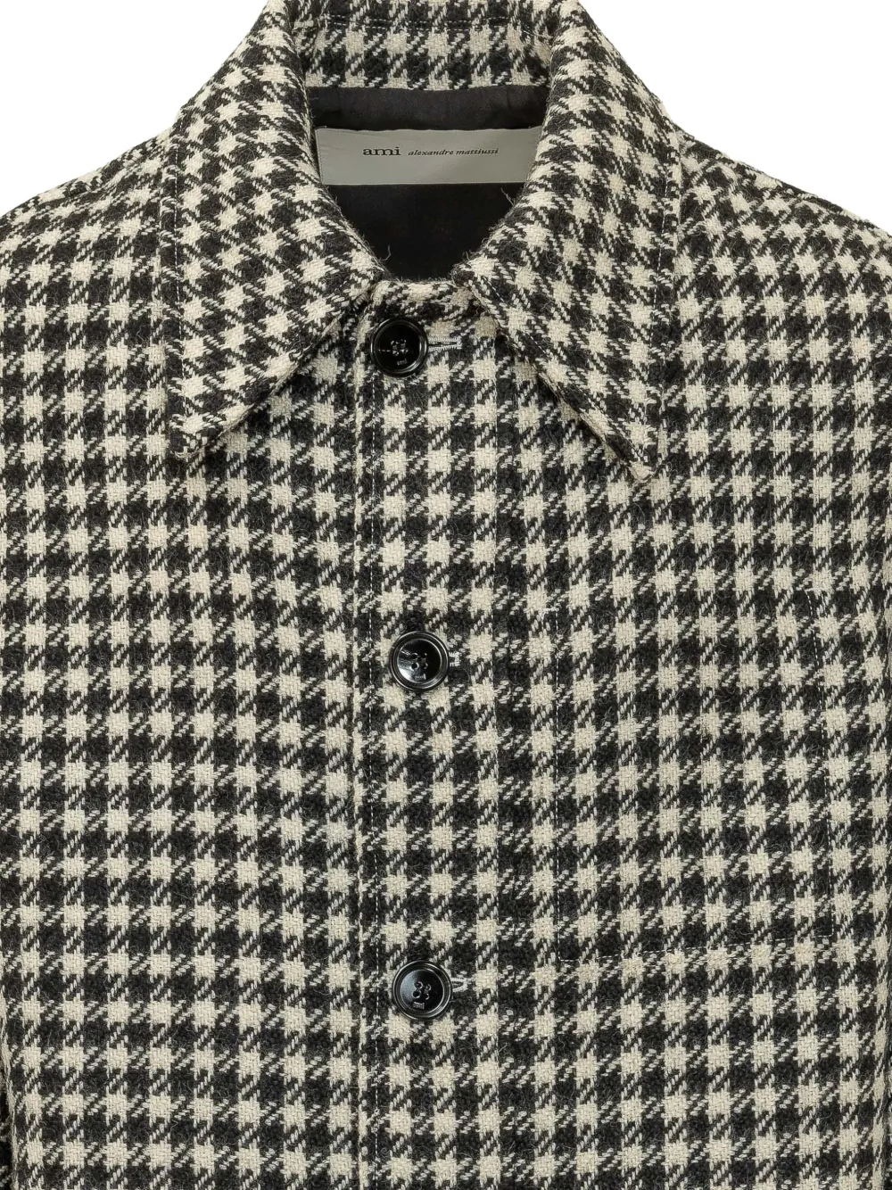 AMI Paris Shirtjack met pied-de-poule print en knopen Zwart