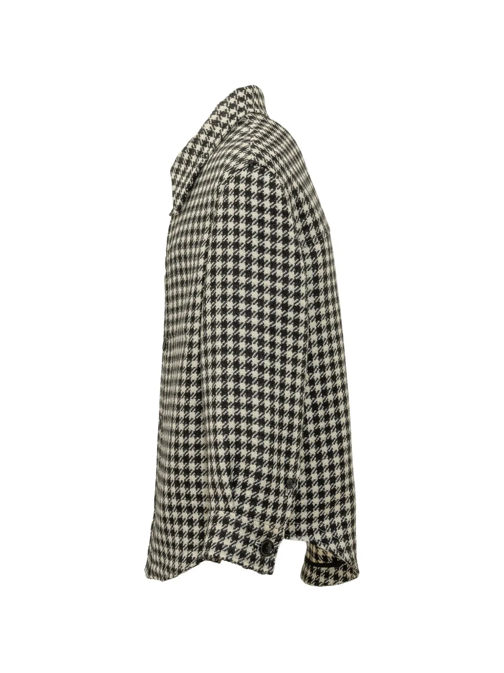 AMI Paris Shirtjack met pied-de-poule print en knopen Zwart