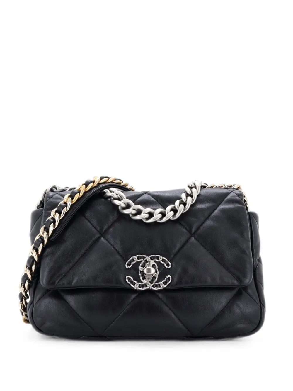 CHANEL Pre-Owned 19 Flap Bag Quilted Leather Medium crossbody bag - Nero