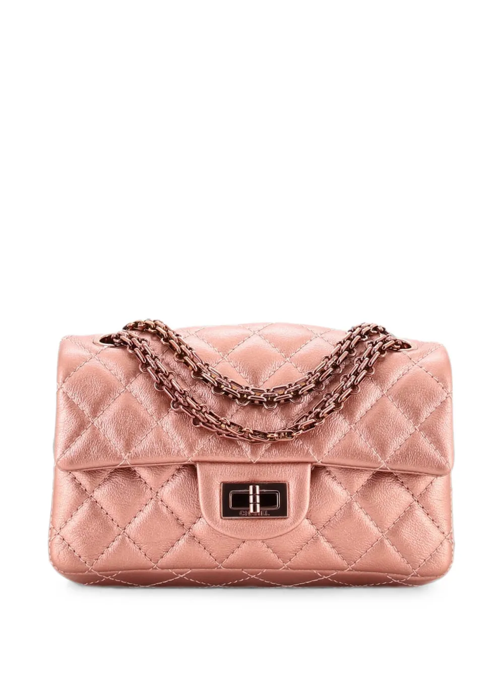 CHANEL Pre-Owned Reissue 2.55 Flap Bag Quilted Metallic Calfskin Mini shoulder bag - Rosa