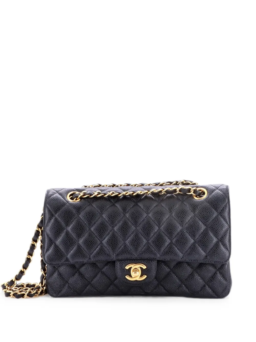 CHANEL Pre-Owned Classic Double Flap Bag Quilted Caviar Medium shoulder bag - Nero