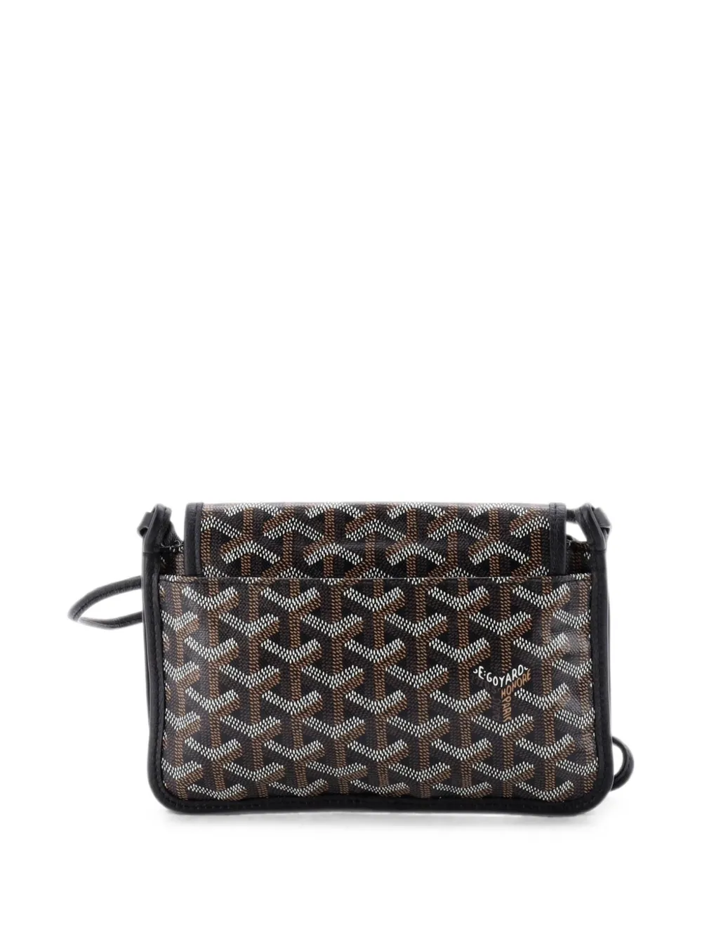Pre-owned Goyard Plumet Clutch Wallet Coated Canvas Crossbody Bag In Black
