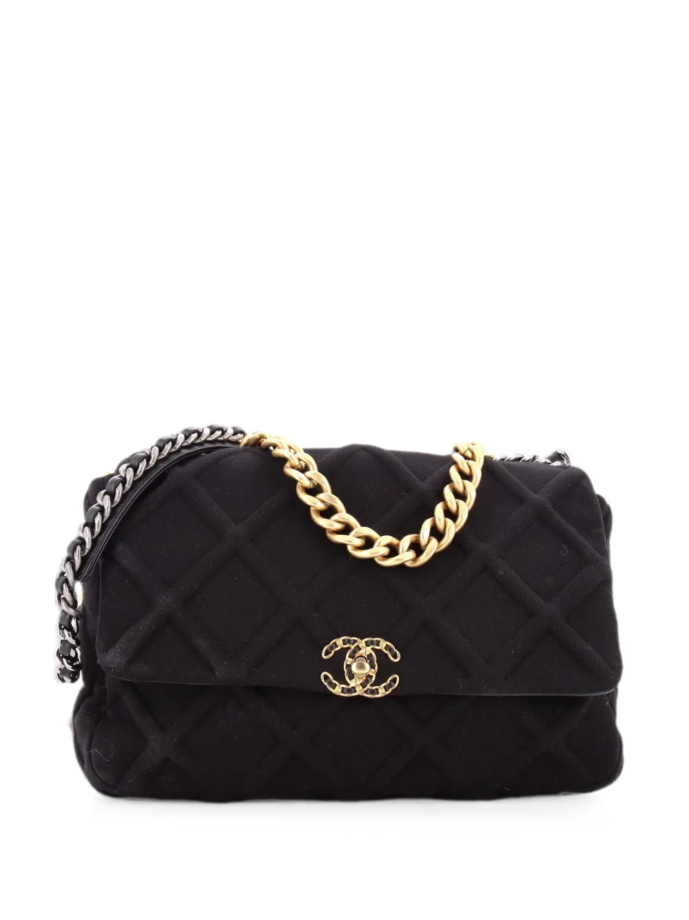 CHANEL Pre-Owned 19 Flap Bag Quilted Jersey Maxi shoulder bag - Nero