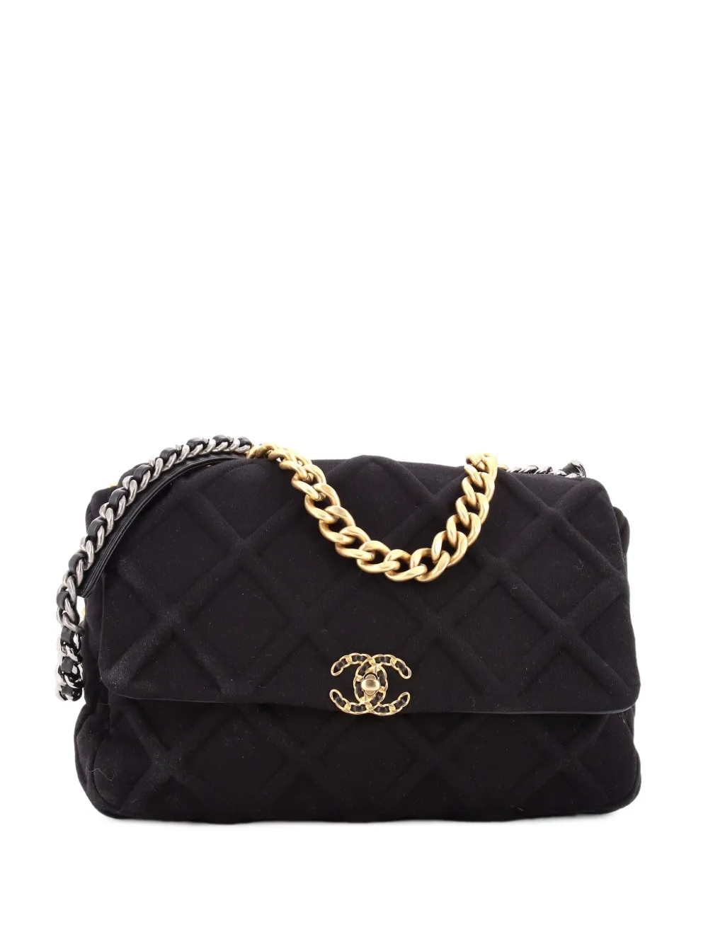 CHANEL Pre-Owned 19 Flap Bag Quilted Jersey Maxi shoulder bag - Schwarz