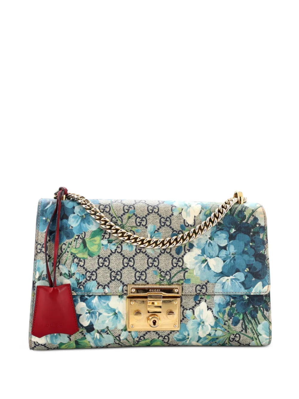 Gucci Pre-Owned Padlock Blooms Print GG Coated Canvas Medium shoulder bag - Blu
