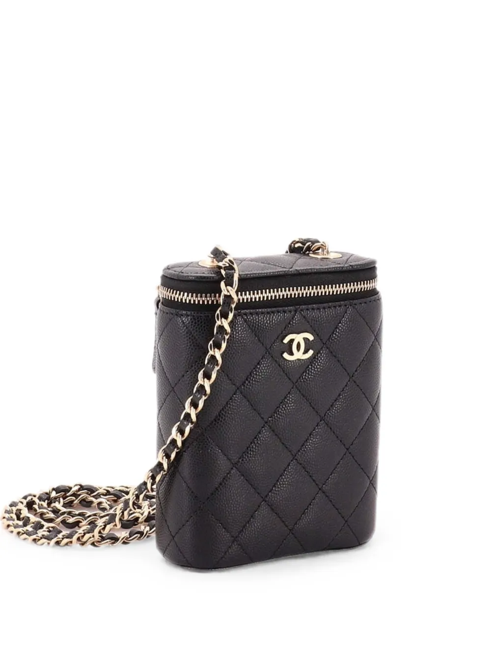 CHANEL Pre-Owned Vertical Classic Vanity Case with Chain Quilted Caviar Small shoulder bag - Schwarz
