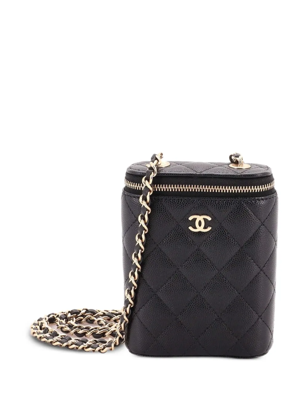 CHANEL Pre-Owned Vertical Classic Vanity Case with Chain Quilted Caviar Small shoulder bag - Schwarz