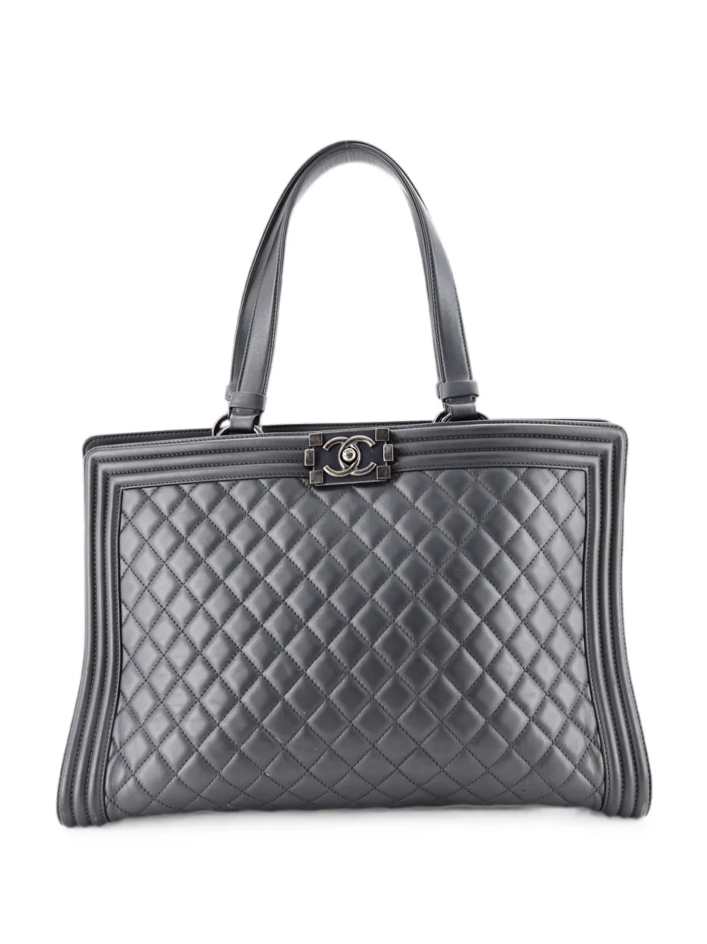 CHANEL Pre-Owned Boy Shopping Tote Quilted Lambskin Large satchel - Grau
