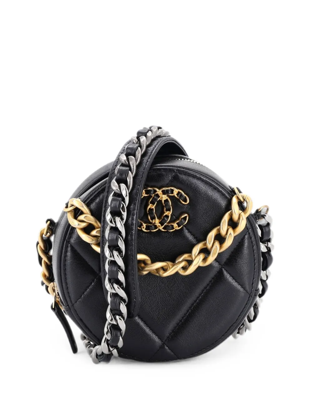 CHANEL Pre-Owned 19 Round with Chain Quilted Leather clutch bag - Nero