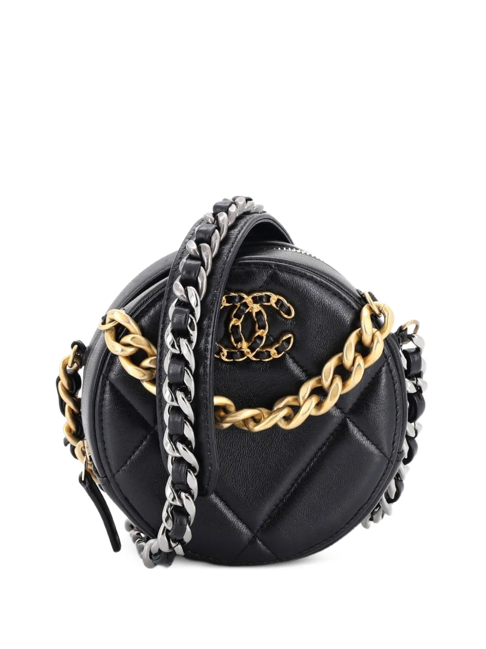 CHANEL Pre-Owned 19 Round with Chain Quilted Leather clutch bag - Nero