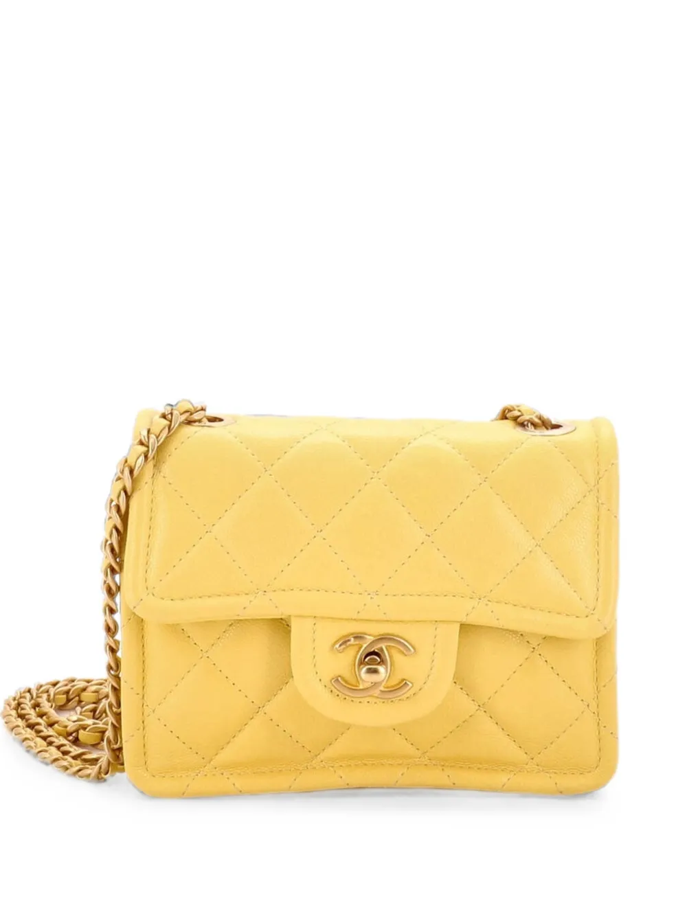 CHANEL Pre-Owned Sweet Classic Flap Bag Quilted Caviar Mini crossbody bag - Giallo