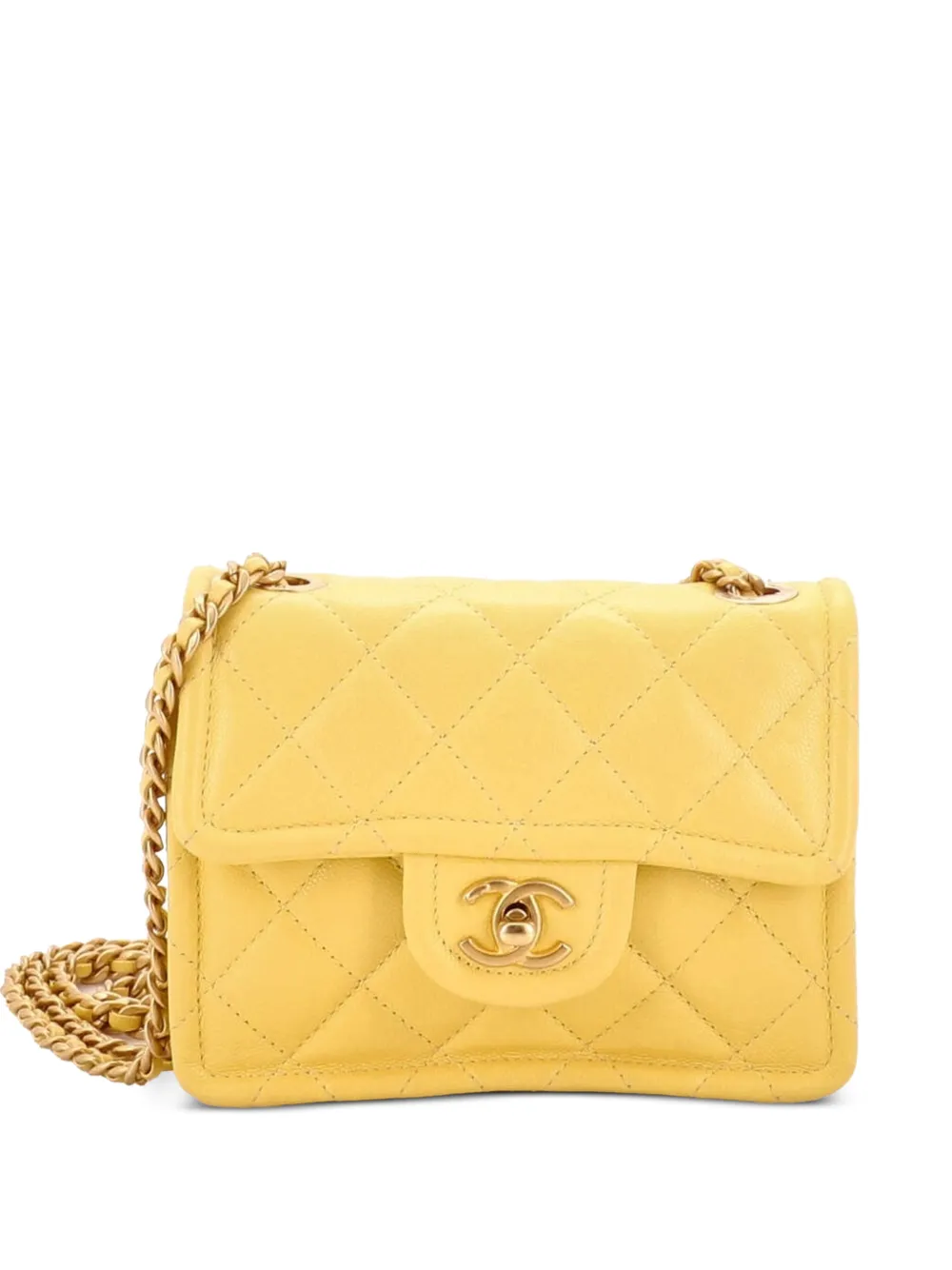 CHANEL Pre-Owned Sweet Classic Flap Bag Quilted Caviar Mini crossbody bag - Giallo