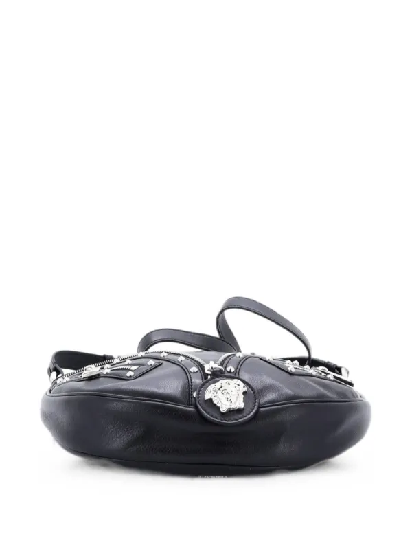 Versace Pre-Owned リピート スタッズ レザースモール ホーボーバッグ