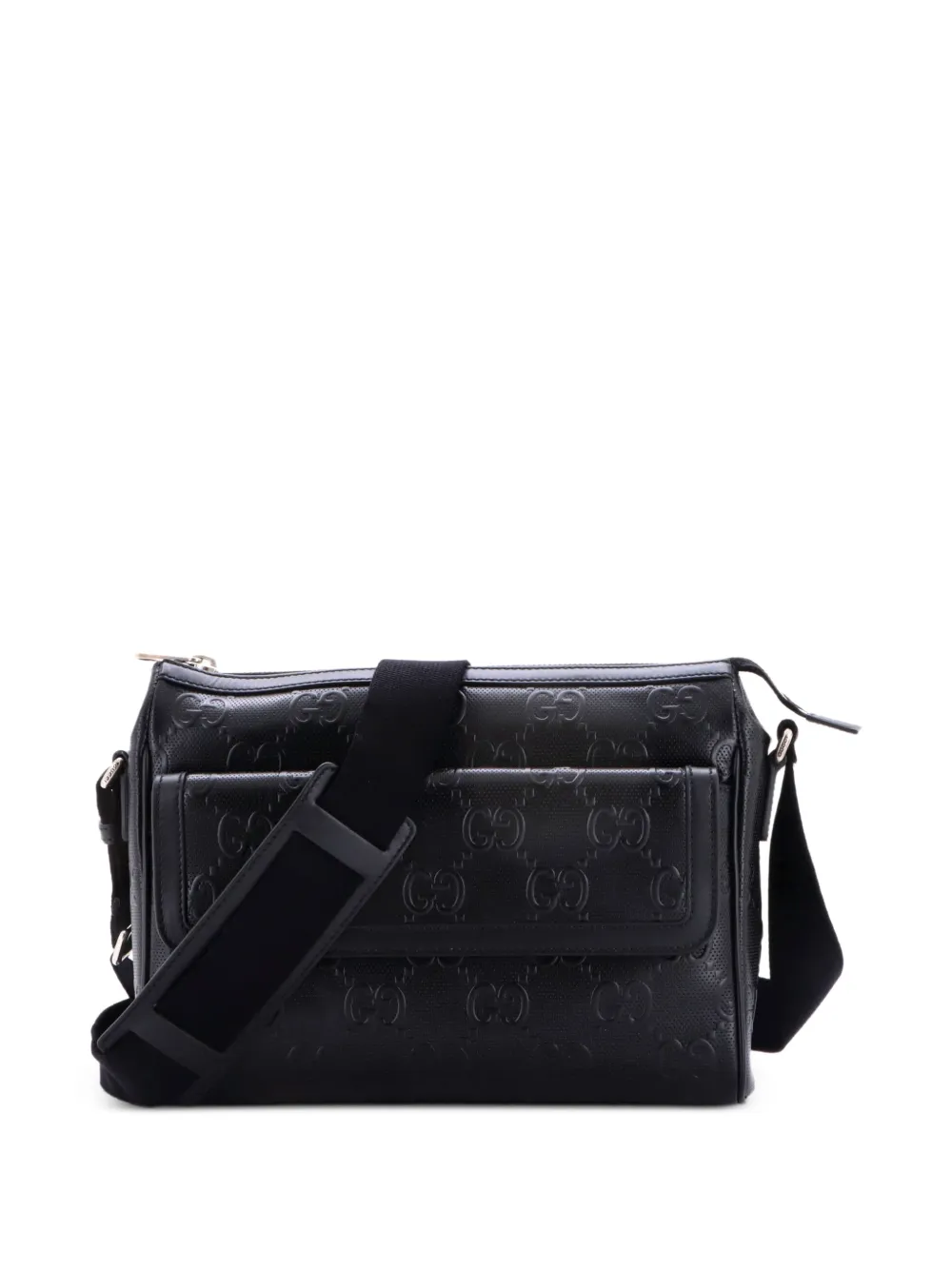 Gucci Pre-Owned Front Pocket Messenger Bag GG Embossed Perforated Leather Medium crossbody bag - Nero