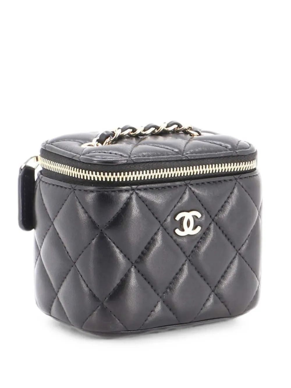 CHANEL Pre-Owned Classic Vanity Case with Chain Quilted Lambskin Mini crossbody bag - Nero